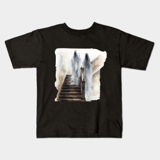 Spooky Ghosts On Staircase Kids T-Shirt